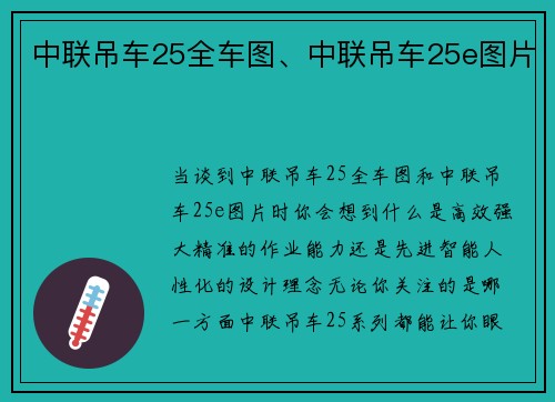 中联吊车25全车图、中联吊车25e图片